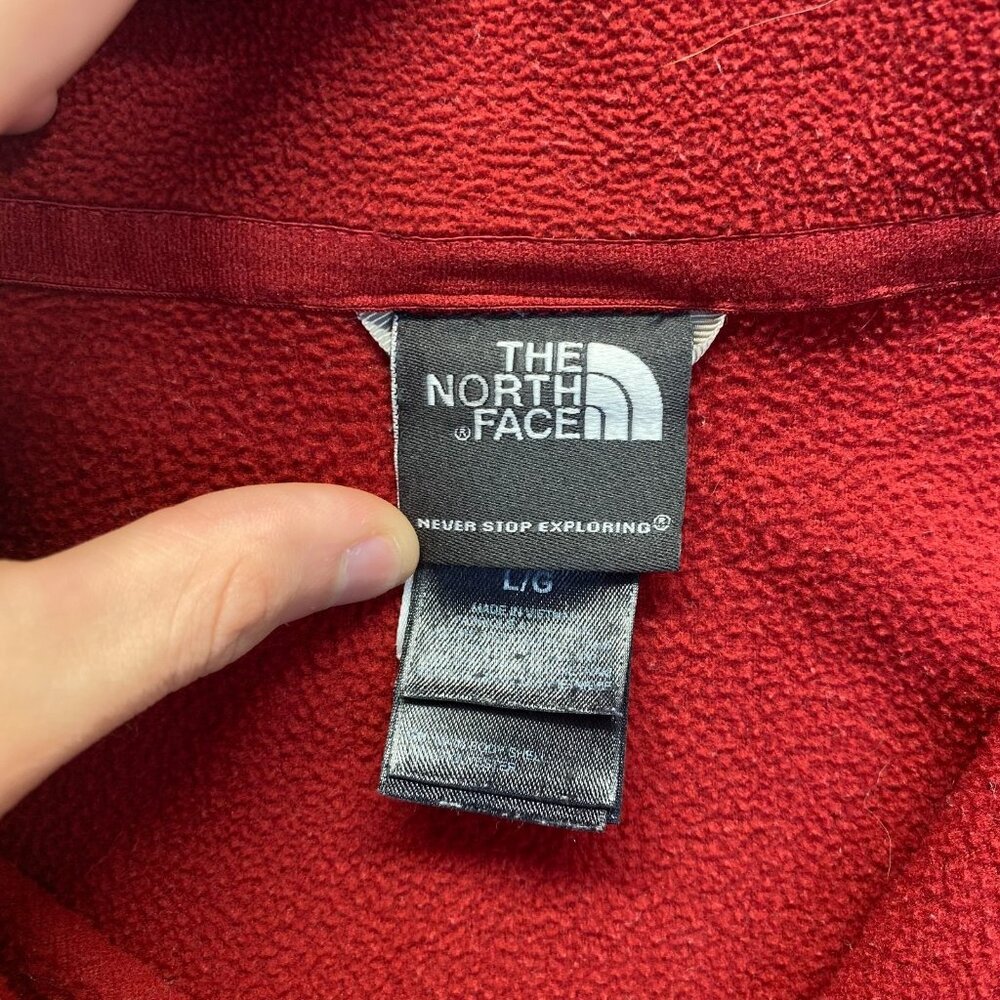The North Face Fleece Red 1/4 Zip Mid Layer Hiking Walking Mens Sweater ,Size L - Picture 3 of 9